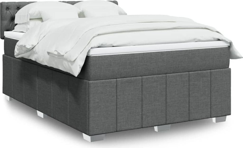 Möbel Boxspringbett mit Matratze Dunkelgrau 140x190 cm Stoff - Klassische Betten 3287071