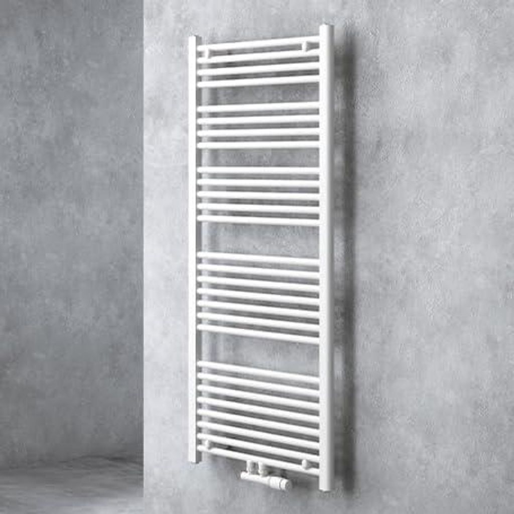 doporro Design Badheizung 140x60cm Weiß Röhrenheizkörper Horizontal Mittelanschluss Bad-Heizkörper Ohne Heizstab RHE