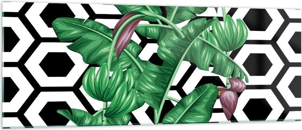 Bilder auf glas - Blatt Pflanze Blume - 140x50cm - Glasbilder - Wandbilder - Kunstdruck - zum Aufhängen bereit - Wanddekoration aus Glas - Glas Bi...
