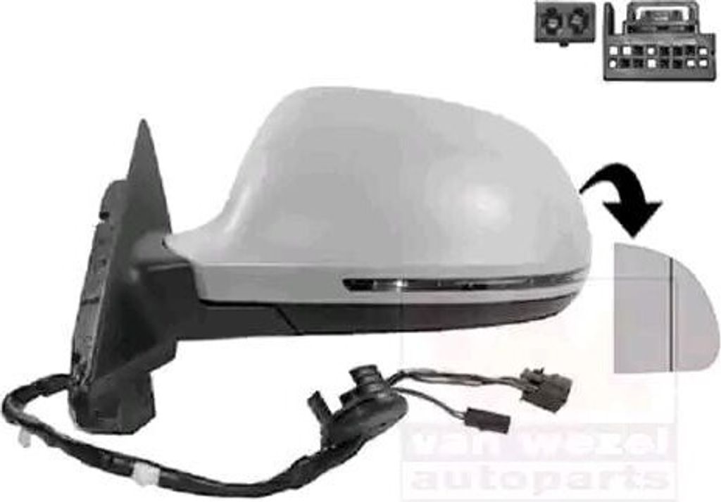 VAN WEZEL 0307807 Außenspiegel Seitenspiegel Links für AUDI A4 Avant (8K5, B8) Asphärisch Beheizt Grundiert