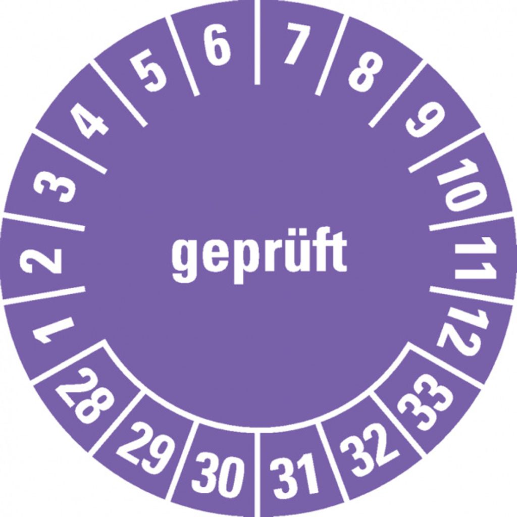 Dreifke Prüfplakette 28-33, violett/weiß, Dokufolie, selbstkl., Ø 30...
