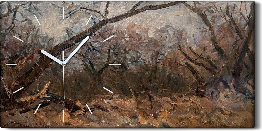Leinwand Uhr Küche Wohnzimmer Bild 60x30 braune Landschafts Malerei handgemacht - weiße Hände