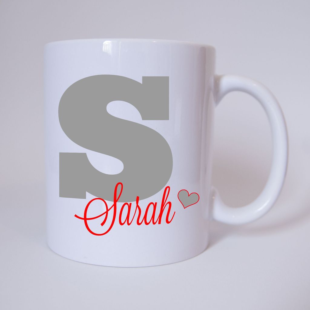 Namenstasse Buchstabe S, individueller Name (Grau/Rot) / Tasse / Kaffeetasse / Kaffeebecher