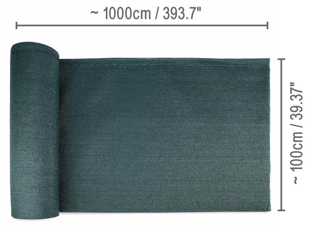 Filet d'ombrage robuste 10x1m anti-UV pour stopper le vis-à-vis vert