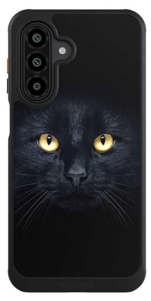 NIVOCASE Hülle für Samsung Galaxy A17 5G Handyhülle NIVOcore Case Schwarz Auge Katze schwarz