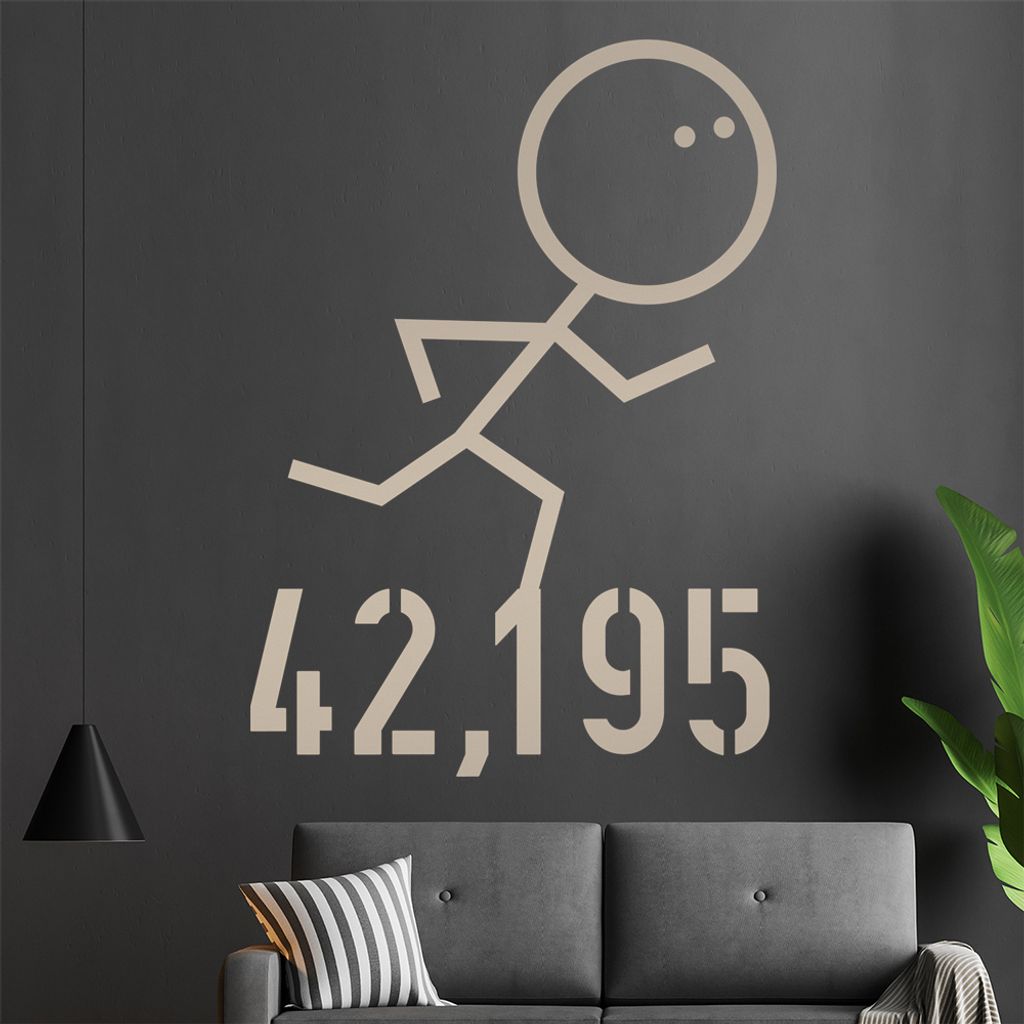 42,195 run Strich Wandtattoo in 6 Größen - Wandaufkleber Wall Sticker - Dekoration, Küche, Wohnzimmer, Schlafzimmer, Badezimmer