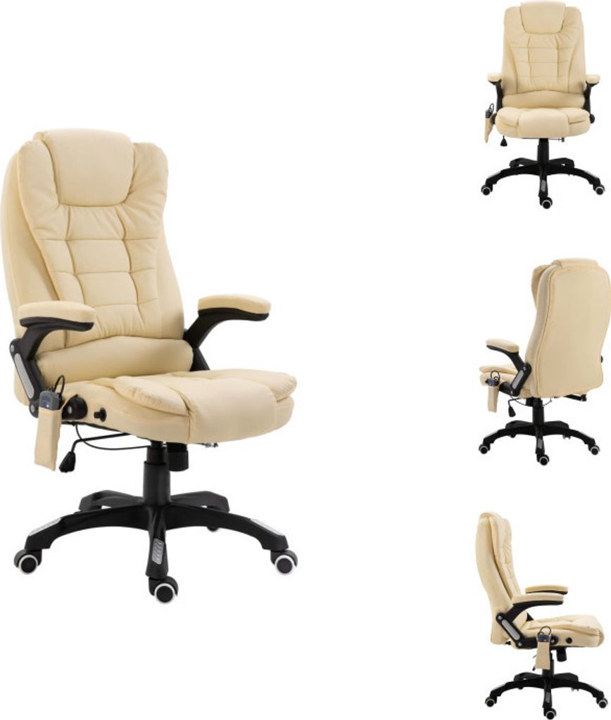 vidaXL Massage-Bürostuhl Creme Kunstleder - Bürostühle