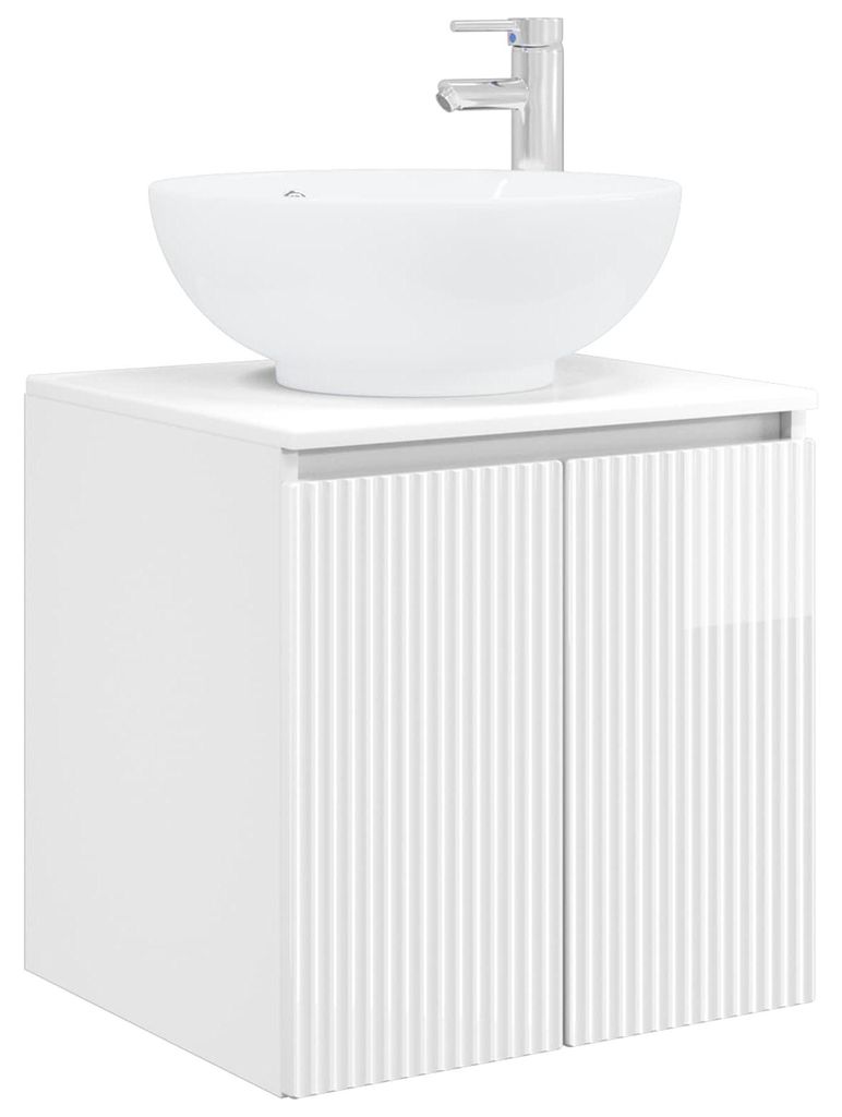 vidaXL Wandmontierte Waschtisch Hochglanz Weiß 49,5 x 44,5 x 65 cm