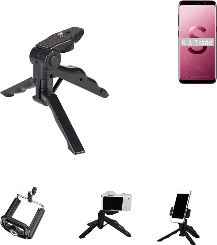 K-S-Trade Stativ Tisch-Ständer Dreibein Handy-Stativ Ständer kompatibel mit Samsung Galaxy S Lite Luxury Edition Mini-Stativ Smartphone Tripod
