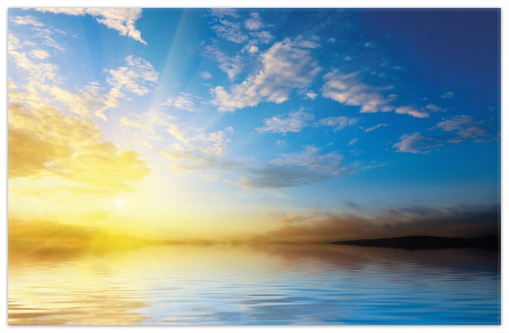 Wallario Premium Teppich, Größe 90 x 140 cm, Sonnenuntergang über dem Meer I