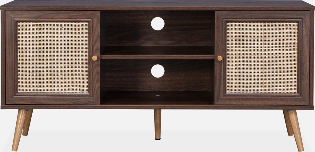 sweeek - TV-Möbel mit Rattangeflecht 120 x 39 x 56,5 cm - Produktbild 4