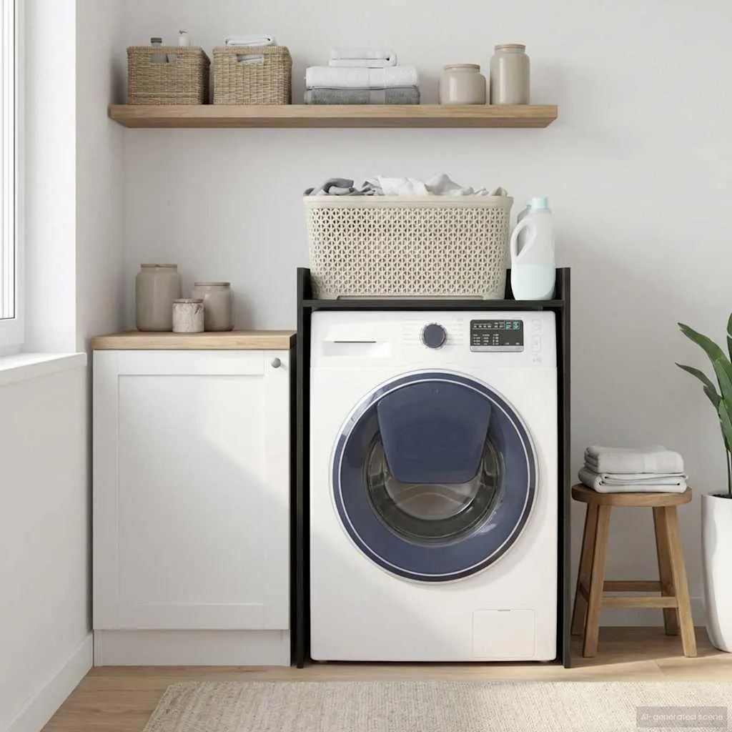 Mobile per Lavatrice vidaXL Nero 67,5 cm - Salvaspazio Effetto Rovere