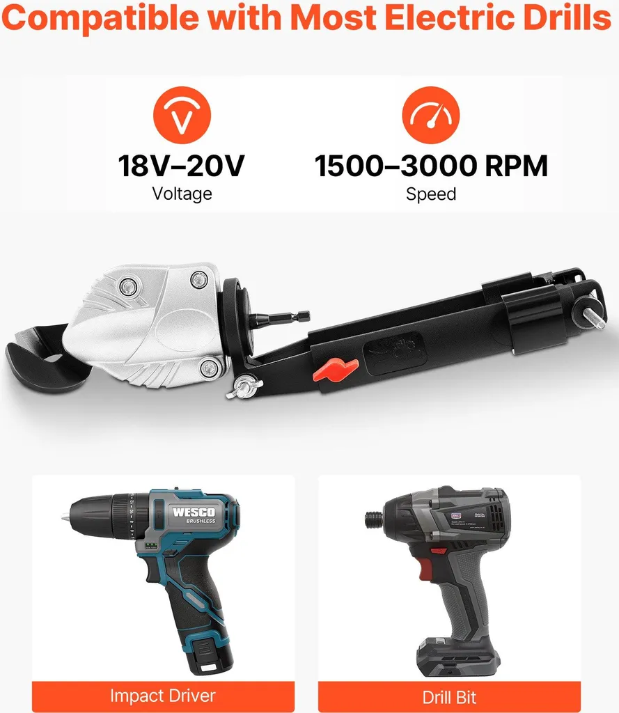 Grignoteuse tôle pour perceuse 18V-20V avec tête pivotante à 360°
