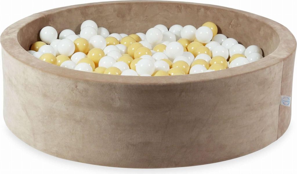 Trockenbecken 110x30 Velvet Soft Dark Beige mit 400 Bällen: weiß, beige