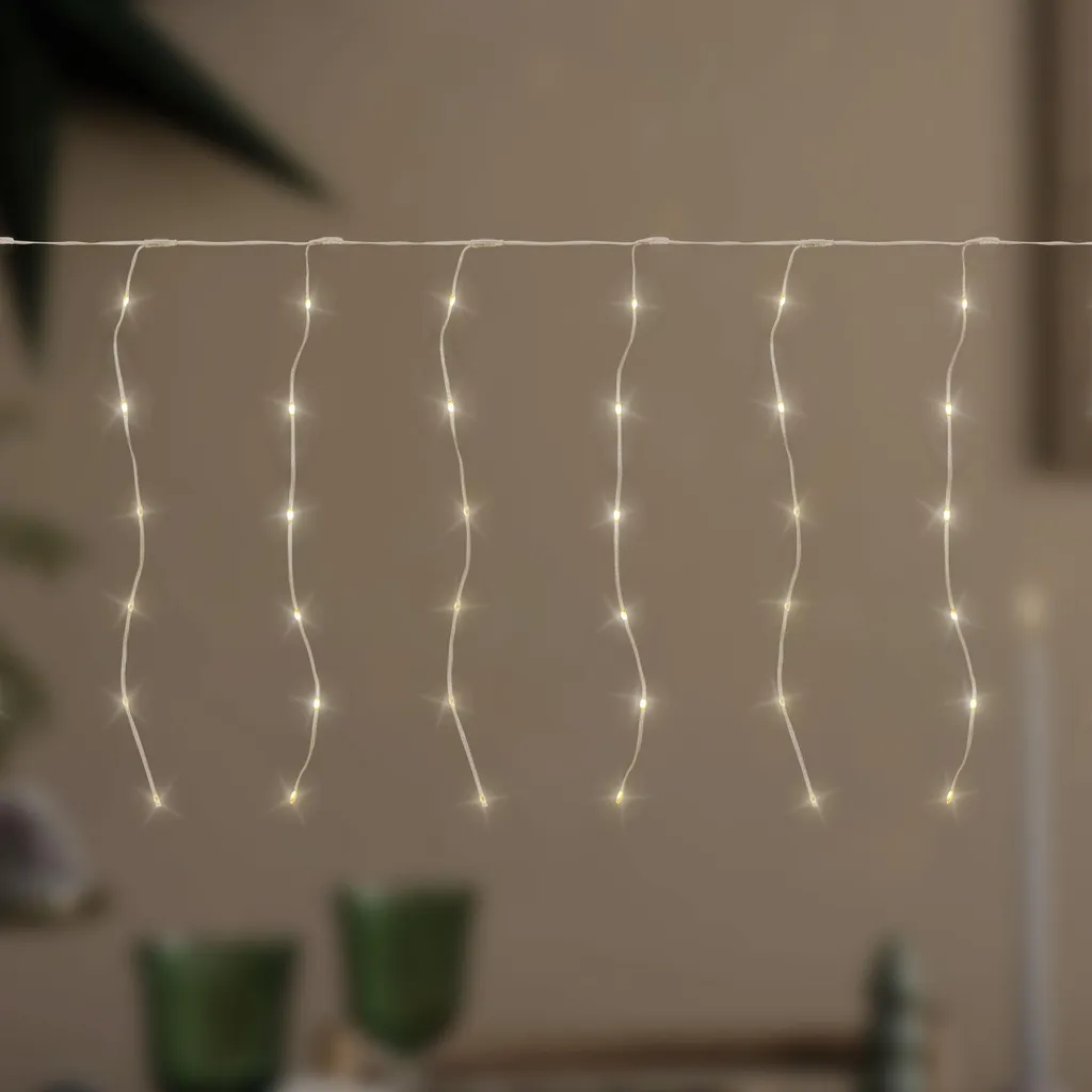 Rideau lumineux 120 LED blanc chaud avec 19 modes et minuterie 300 cm