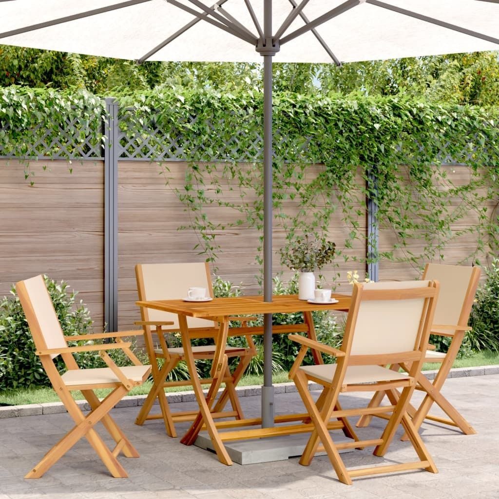 Maison Exclusive - 5-tlg. Garten-Essgruppe Stoff und Massivholz Beige