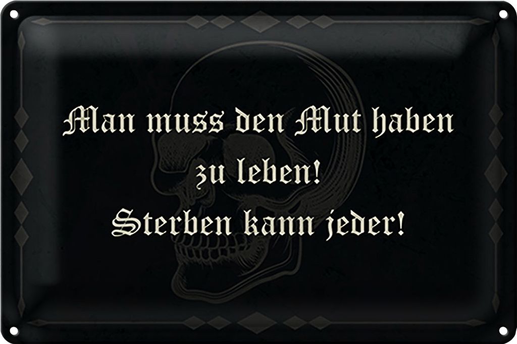 Blechschild Spruch 40x30cm man muss den Mut haben zu leben