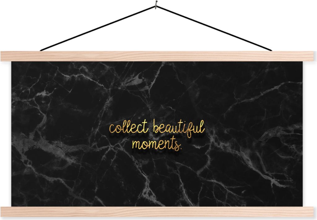 MuchoWow Textilposter Zitate - Sprichwörter - Gold - Marmor 60x30 cm mit holzfarbenen Rahmen - Dekoration