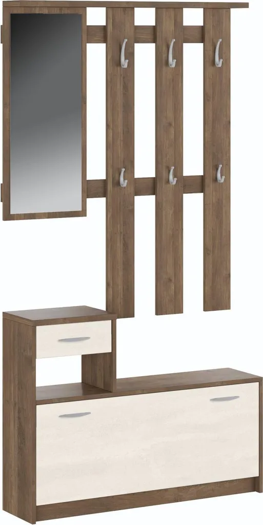 Dmora Mobile da Ingresso Garolfo 25.5x100x190h cm Bianco, Specchio Incluso 8 Paia