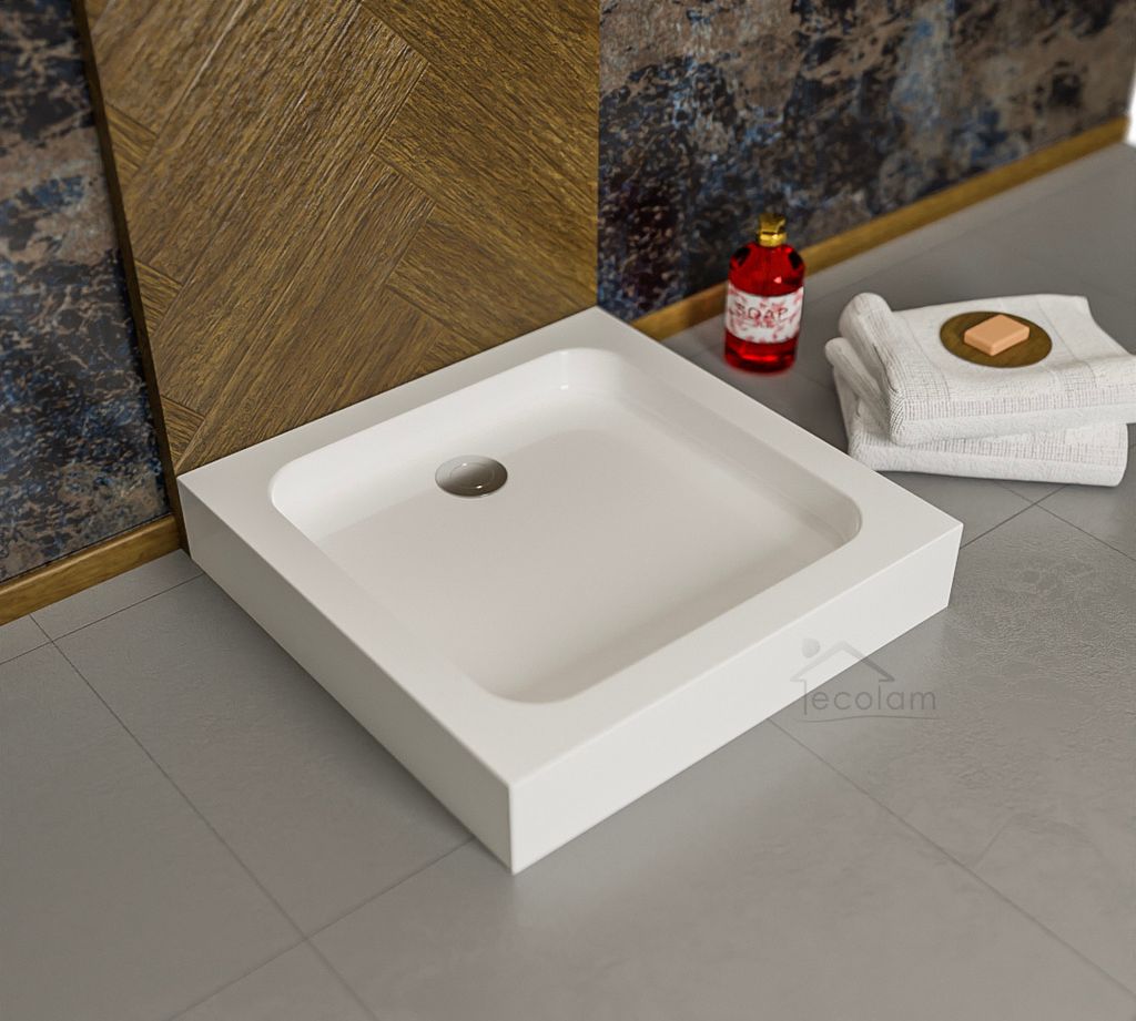ECOLAM flache Duschwanne Duschtasse TIM Viereck 80x80 x 15 cm Tiefe 5 cm Quadrat Brausewanne