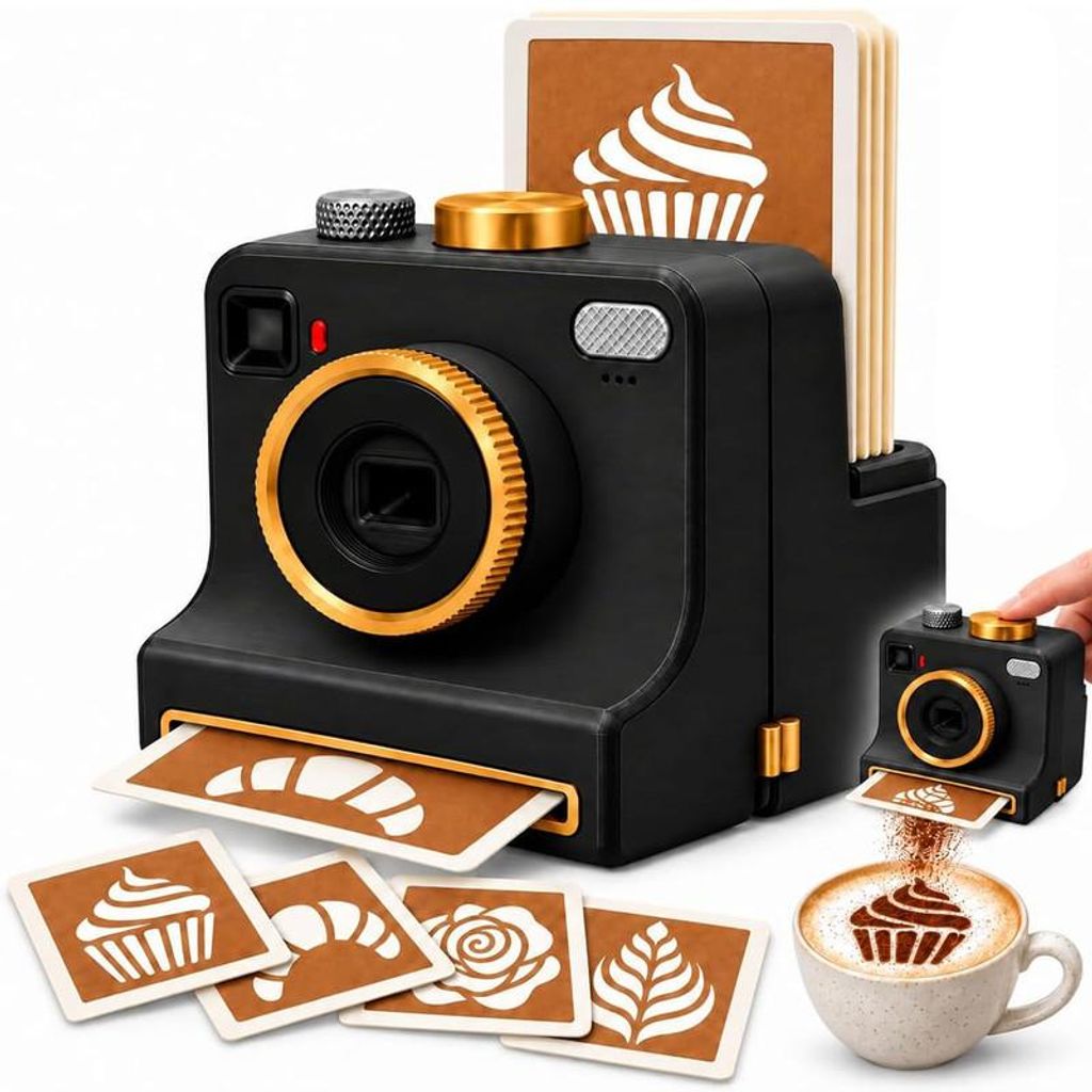 3D gedruckte Latte Art Kamera, manueller Kaffeepulver Produktbild 