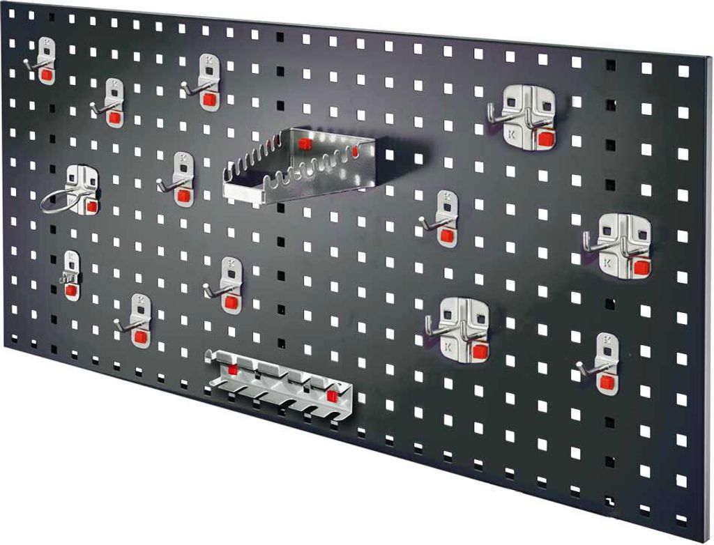 Kappes RasterPlan by ABAX Einsteigerset #5 1x Lochplatte 1000x450mm 1x Werkzeughaltersortiment 15-teilig Anthrazitgrau RAL 7016