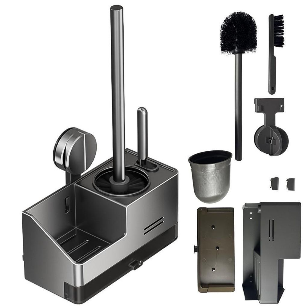 Aluminium Toilettenbürste WC-Bürstenhalter Garnitur Wandhalter Bürste Klobürste