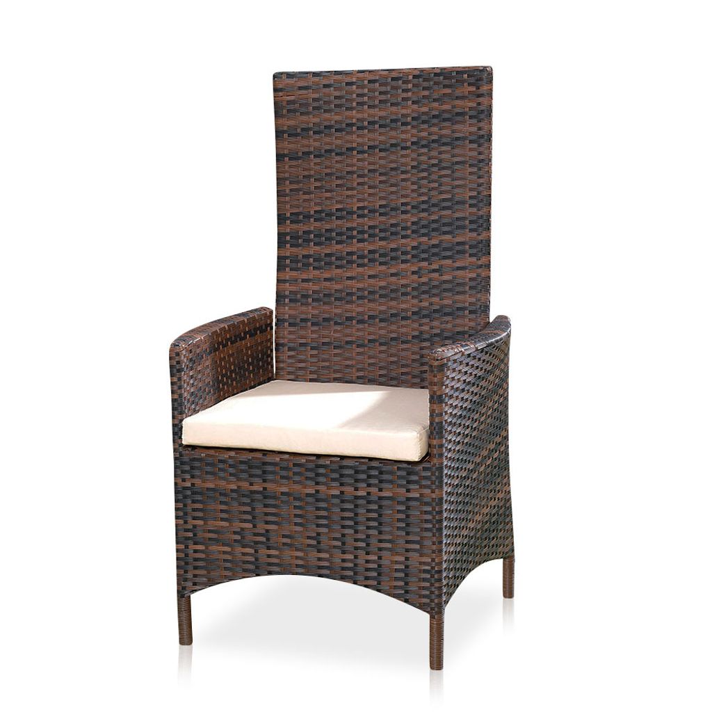 Melko Gartenstuhl Relaxsessel Braun Polyrattan Balkon Produktbild 