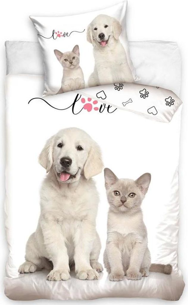 Bettbezug Hund mit Katze 140 x 200 cm