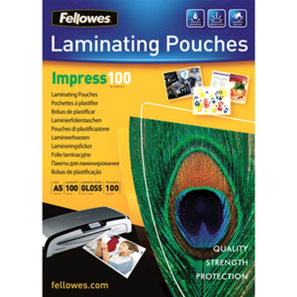Fellowes Laminierung, Beutel - Sheet Size Supported: DIN A5 148 mm Breite x 210 mm Länge x 0,10 mm Dicke - Laminating Pouch/Sheet Size: 156 mm Bre...