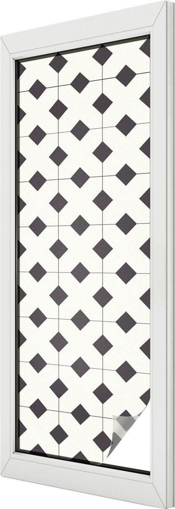 Buntglas Fensterfolie – 146x50 cm – Stained-Glass Design – blickdichte dekorative Sichtschutzfolie – selbstklebend, UV-Schutz – Schwarze ...