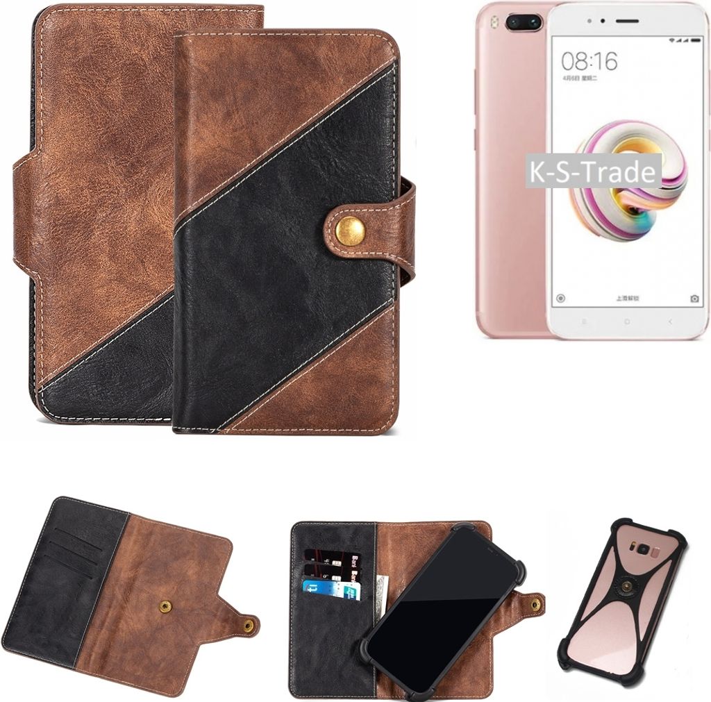 K-S-Trade Handy Hülle Schutz Hülle Schutzhülle Bookstyle Case kompatibel mit Xiaomi Mi 5X Handy Cover Hülle Schutztasche 1x