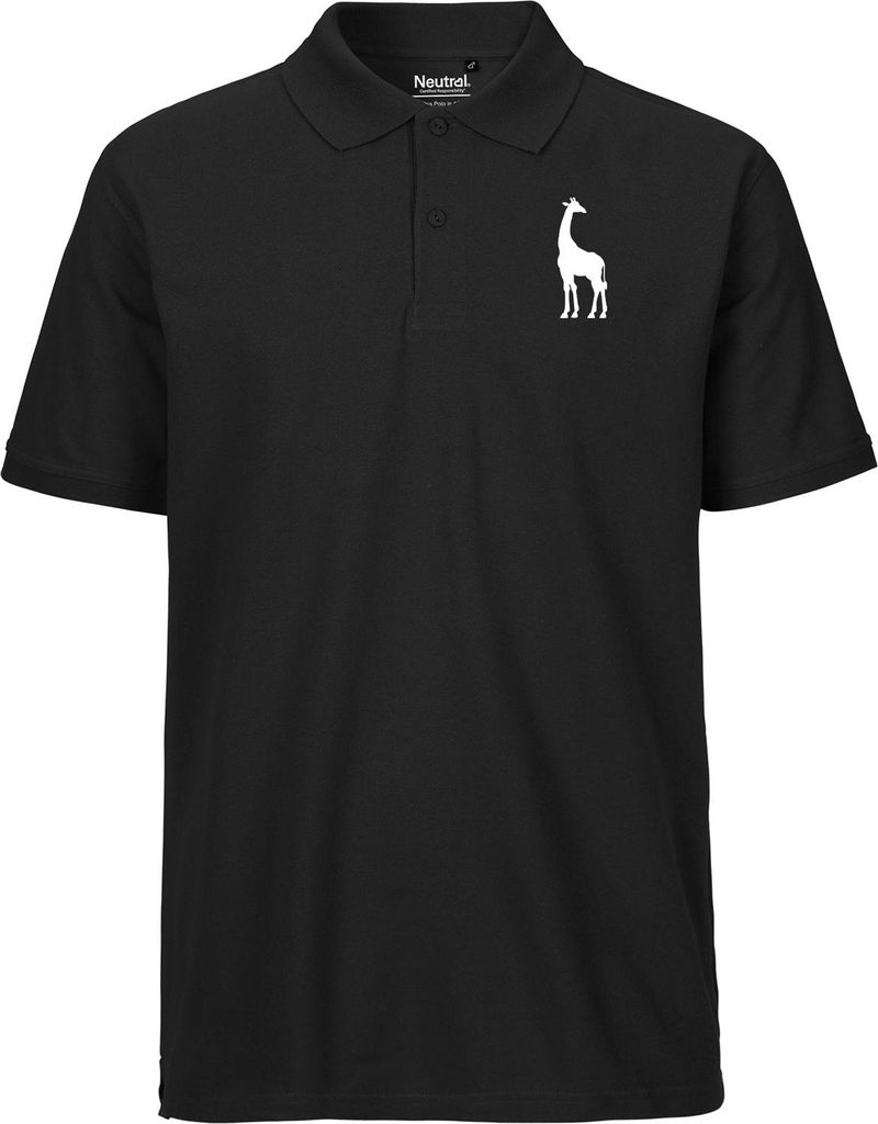 Huuraa Herren Polo Shirt Giraffe Silhouette Geschenk Größe S Black Bio Baumwolle Fairtrade Giraffe Mode