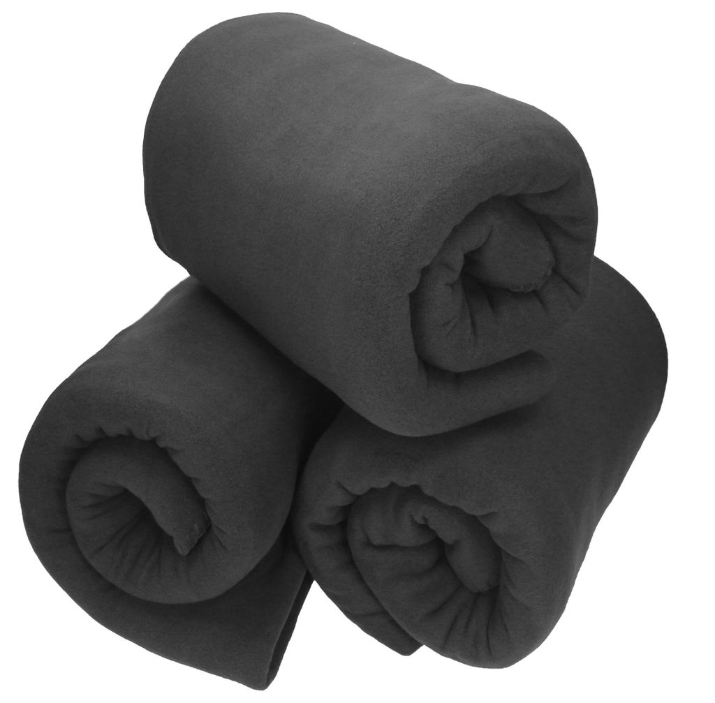 Betz 3 Stück Fleecedecke Kuscheldecke Wohndecke 130 x 170 cm anthrazit Qualität 180 g/m²