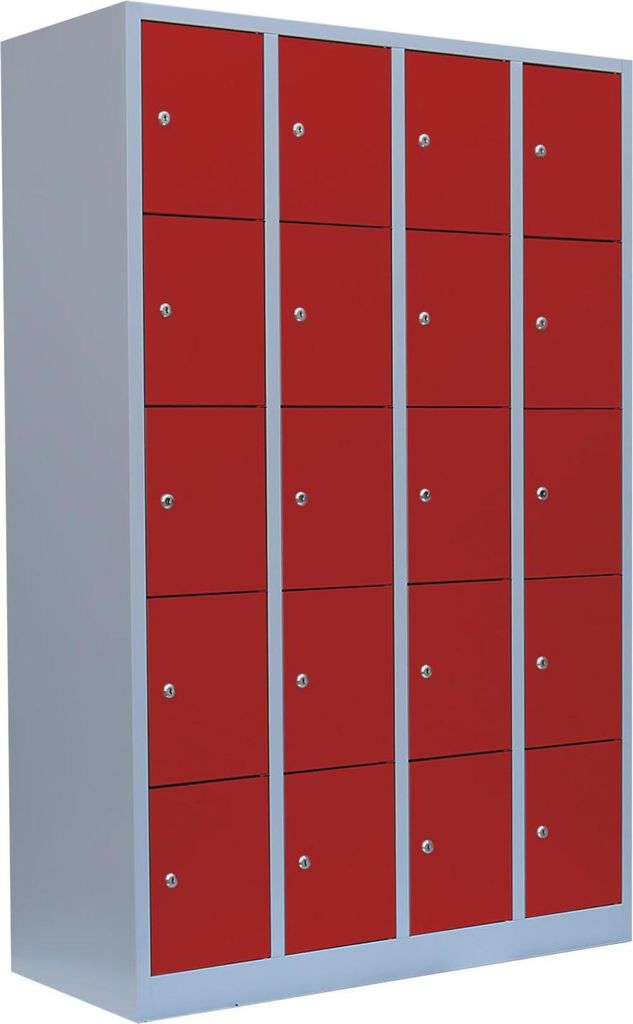 Schließfachschrank Wertfachschrank Fächerschrank Spind 20 Fächer grau/rot 520544