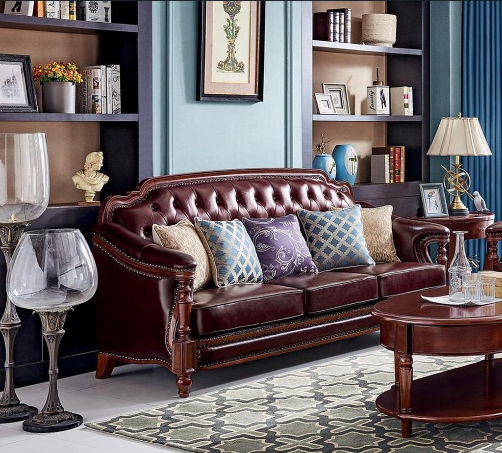 Chesterfield Dreisitzer Couch Polster Sofa Klassisch Sofas Zimmer Möbel Braun