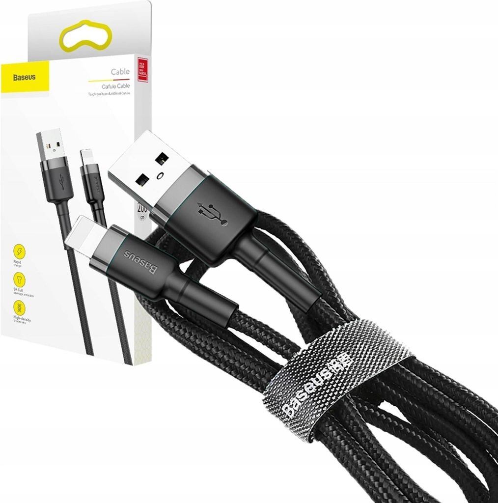 Baseus Kabel USB do Lightning 2.4A 1m szaro-czarny Immagine del prodotto 