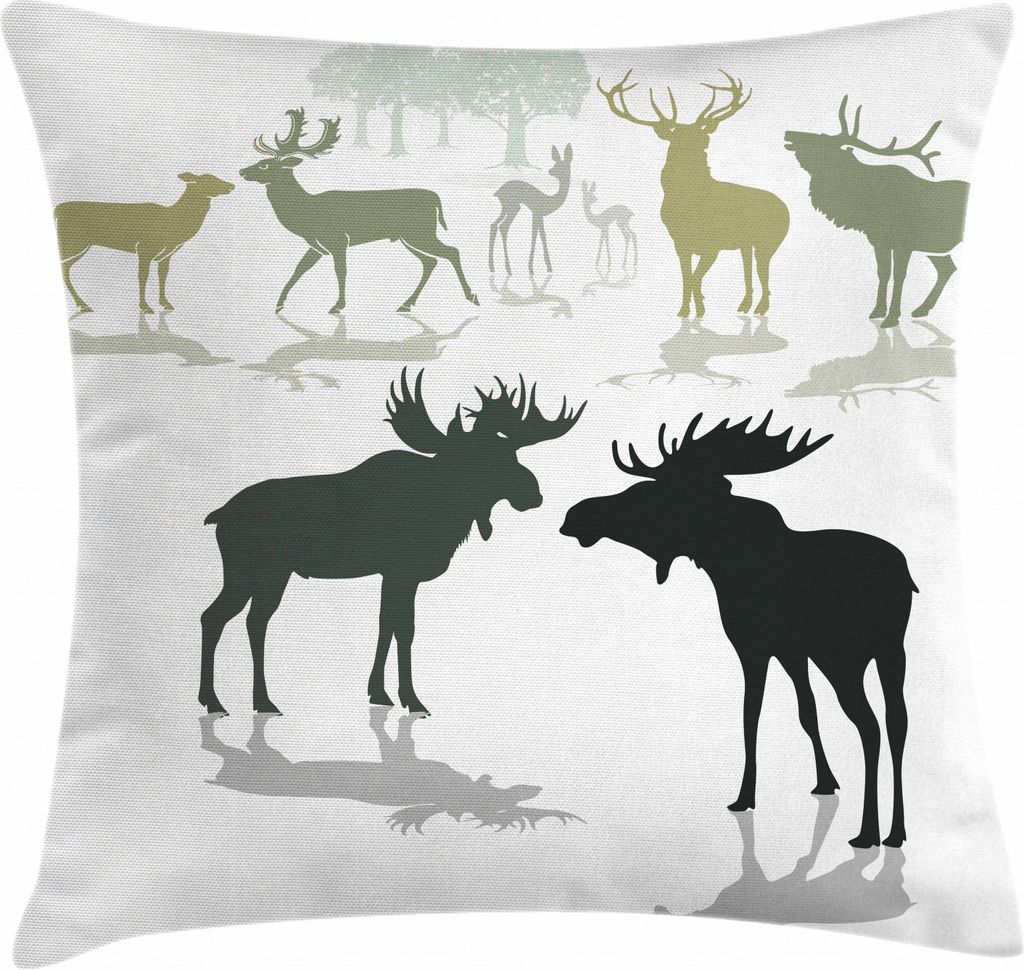 ABAKUHAUS Geweih Kissenbezug, Elch-Rotwild-Kitz-Wald, Waschbar mit Reißverschluss Kissenhülle mit Farbfesten Klaren Farben Beidseitiger Druck, 40...
