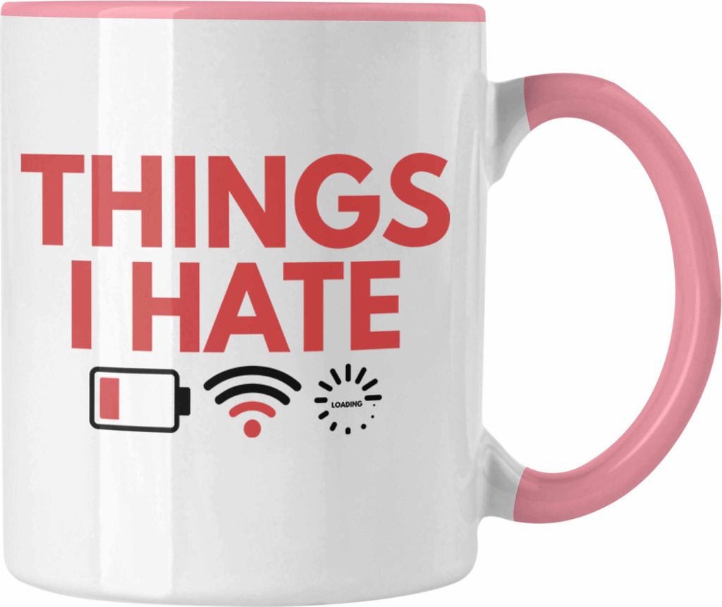 Trendation - Things I Hate Wlan Batterie Leer Laden Zeichen Geschenkidee Jungs Jungen Kinder (Rosa)