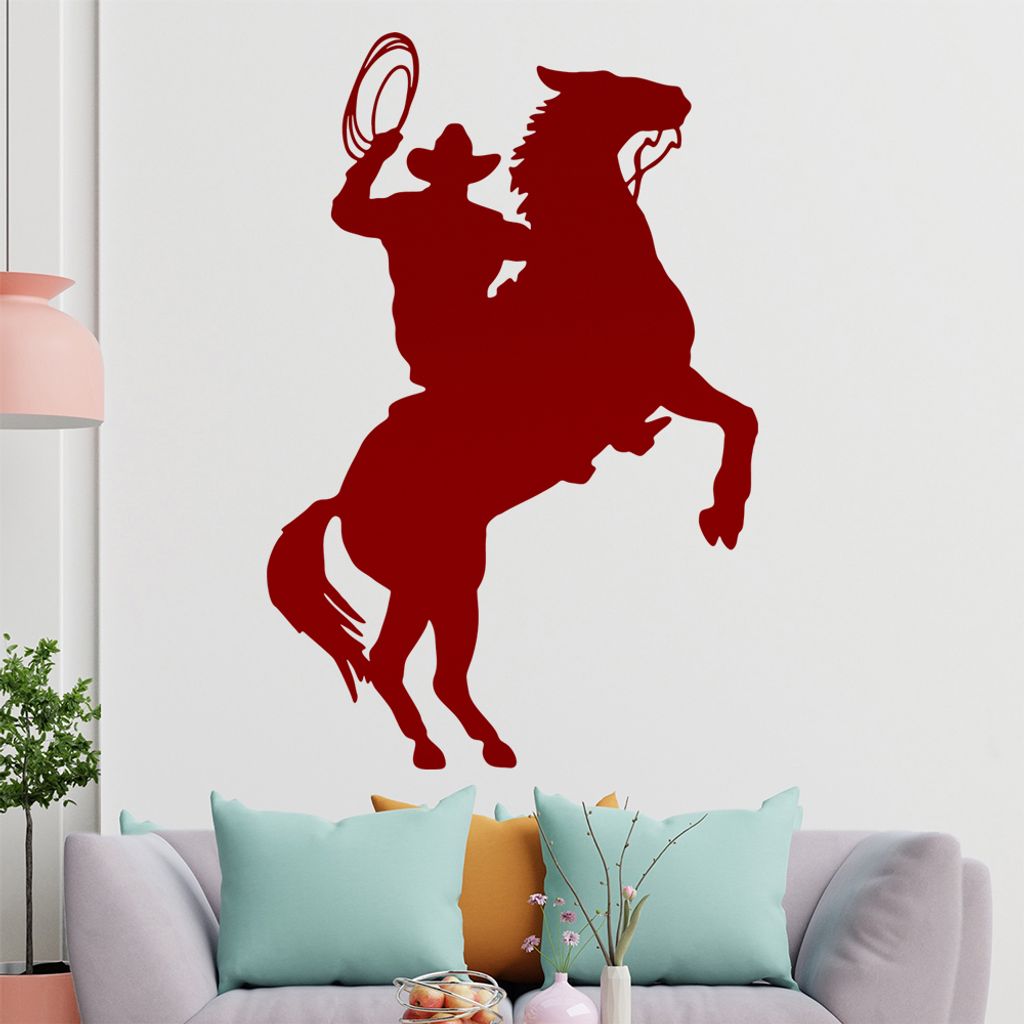 KIWISTAR Cowboy Pferd - Reiten Wandtattoo in 6 Größen - Wandaufkleber Wall Sticker - Dekoration, Küche, Wohnzimmer, Schlafzimmer, Badezimmer