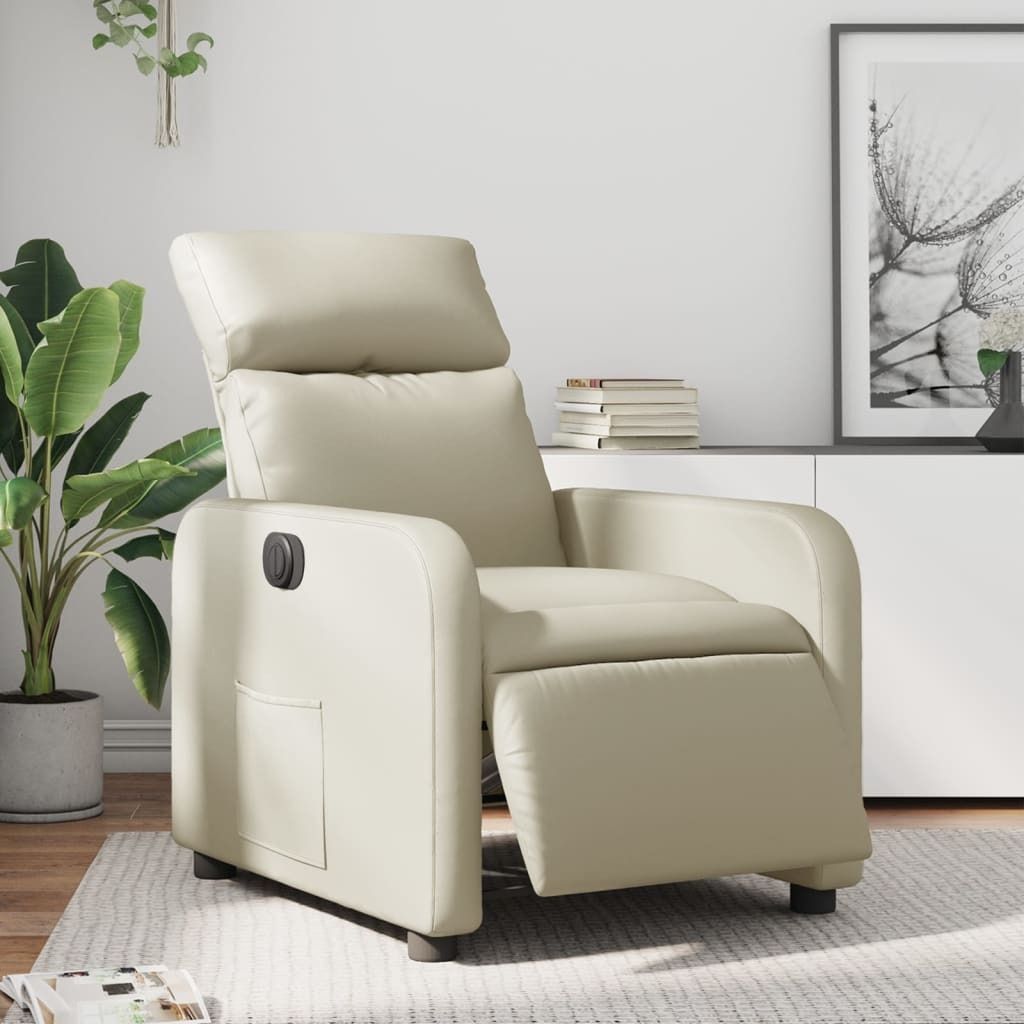 CLORIS Relaxsessel Elektrisch Creme Kunstleder - Fernsehsesel LL0000255640
