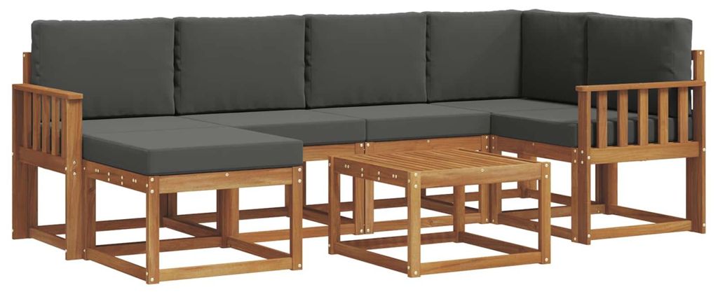 vidaXL Outdoor-Sofagarnitur mit Kissen 7 pcs Natur und Anthrazit