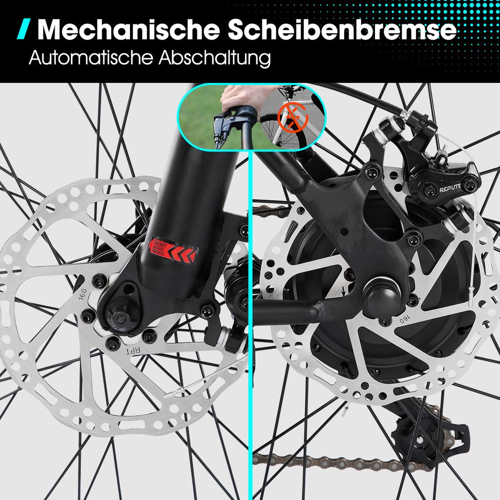 Hiland 26 Zoll Herren Damen Elektrofahrrad, 7 Gang Produktbild 3