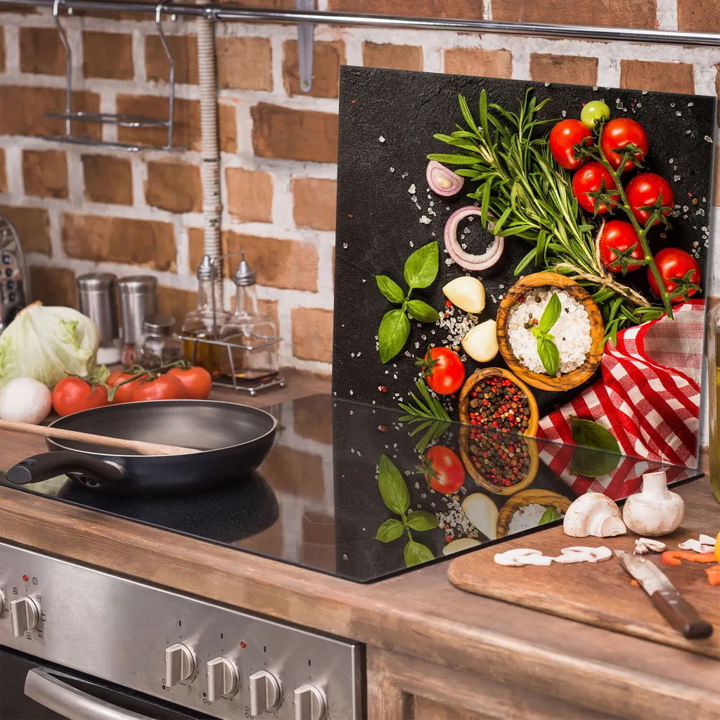 TMK Copri Piano Cottura In Vetro 60x52 Cm – Paraschizzi, Tagliere E Decorazione In Ardesia Per Cucina A Induzione E Gas - 3