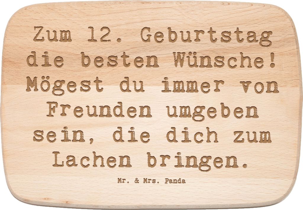 Mr. & Mrs. Panda Holzbrett Spruch 12. Geburtstag Wünsche - Transparent - Geschenk, Kindergeburtstag, Lachen, schneidbrett, snackbrett, Happy Birth...