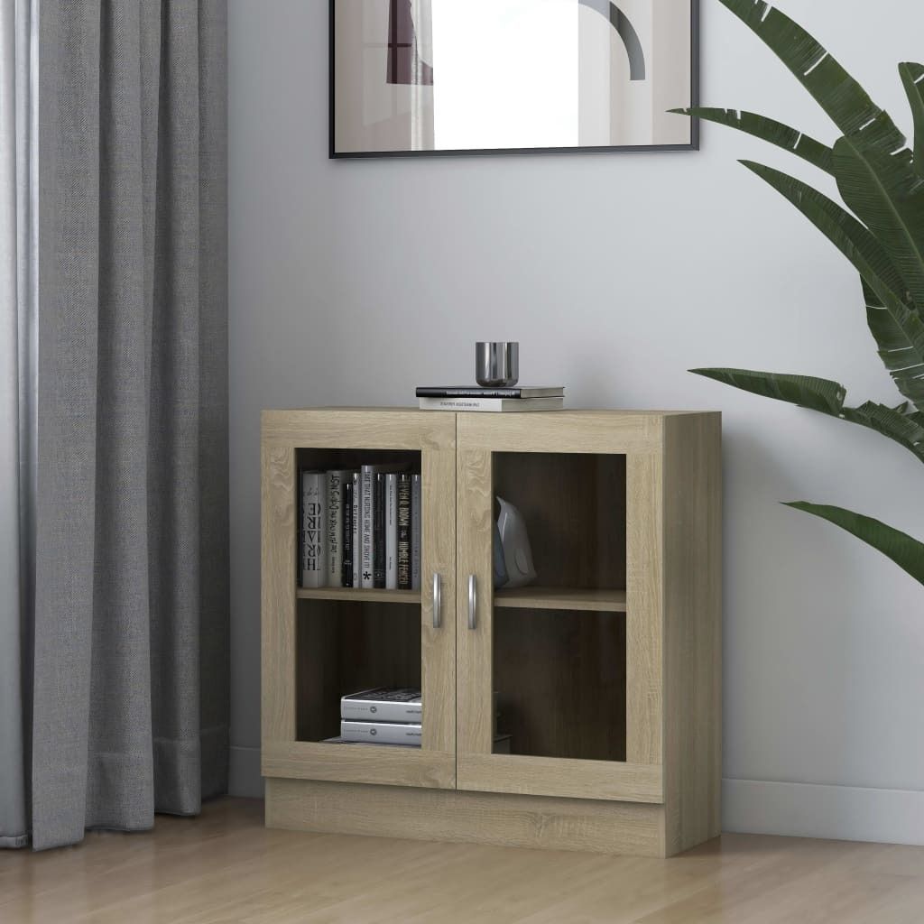 The Living Store Vitrinenschrank Sonoma-Eiche 82,5x30,5x80 cm Holzwerkstoff