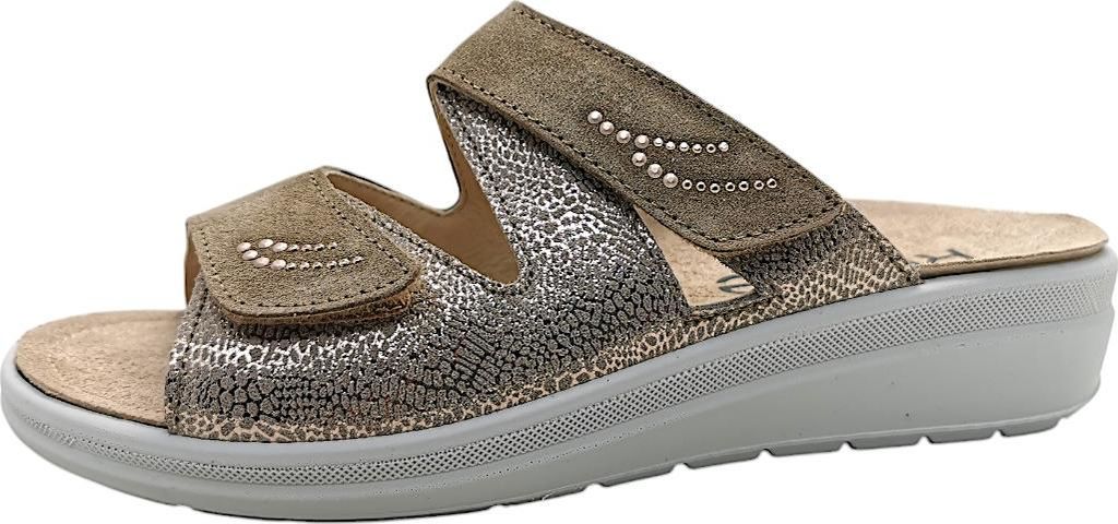 Rohde Damen Pantolette Leder Glitzer Druck Strass Produktbild 