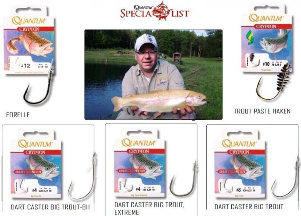 Quantum Crypton Forellenhaken , Größe:6, Hakenmodell:Trout Paste Haken 70cm