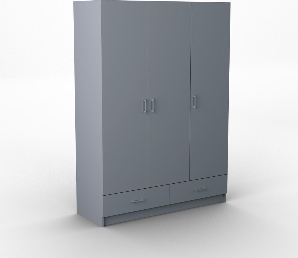 Masseno Drehtürenschrank PINELLO 144/200/50 cm 3-türig Schlafzimmer Schrank Kleiderschrank Graphitfarben