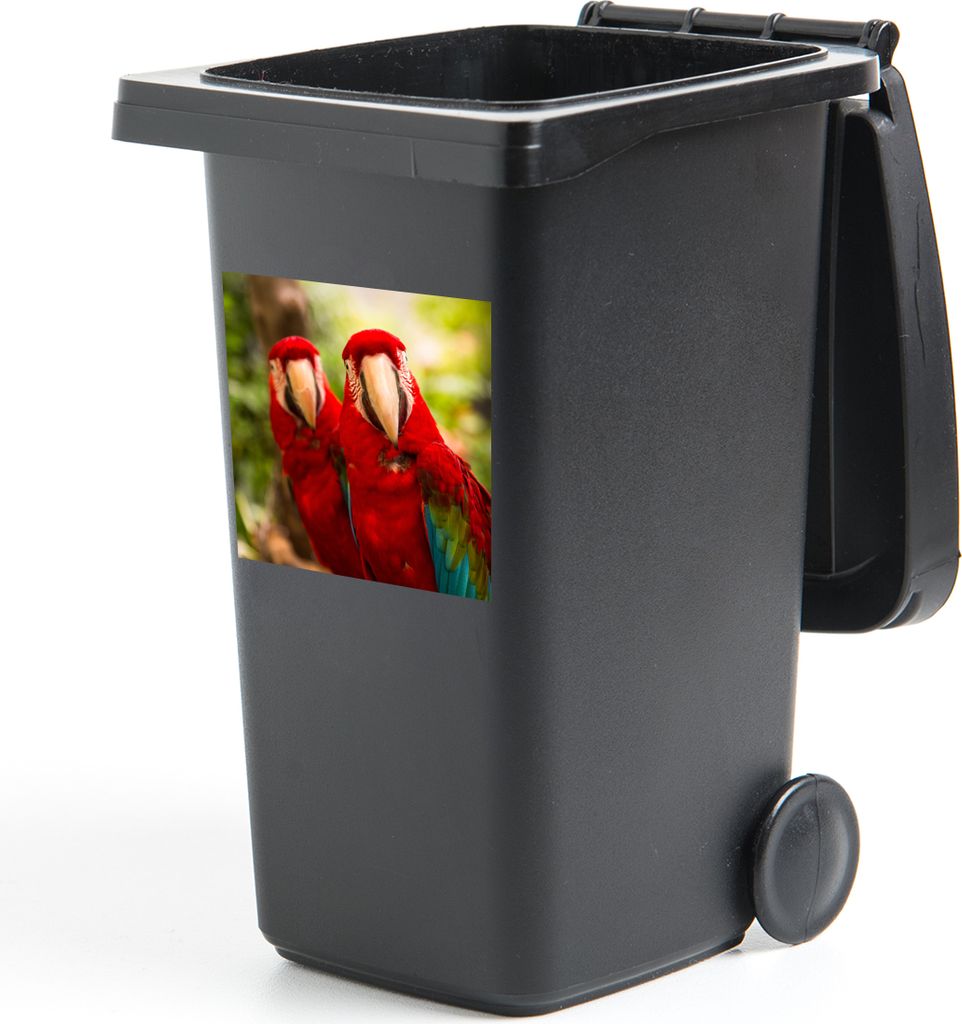 MuchoWow Mülltonnenaufkleber Papageien - Vögel - Dschungel 40x40 cm - Abfall-Aufkleber - Container - für Abfallcontainer